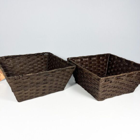 Harvest Home Collections Brown Baskets 10” By 10” NEW w/Tags - Picture 8 of 11
